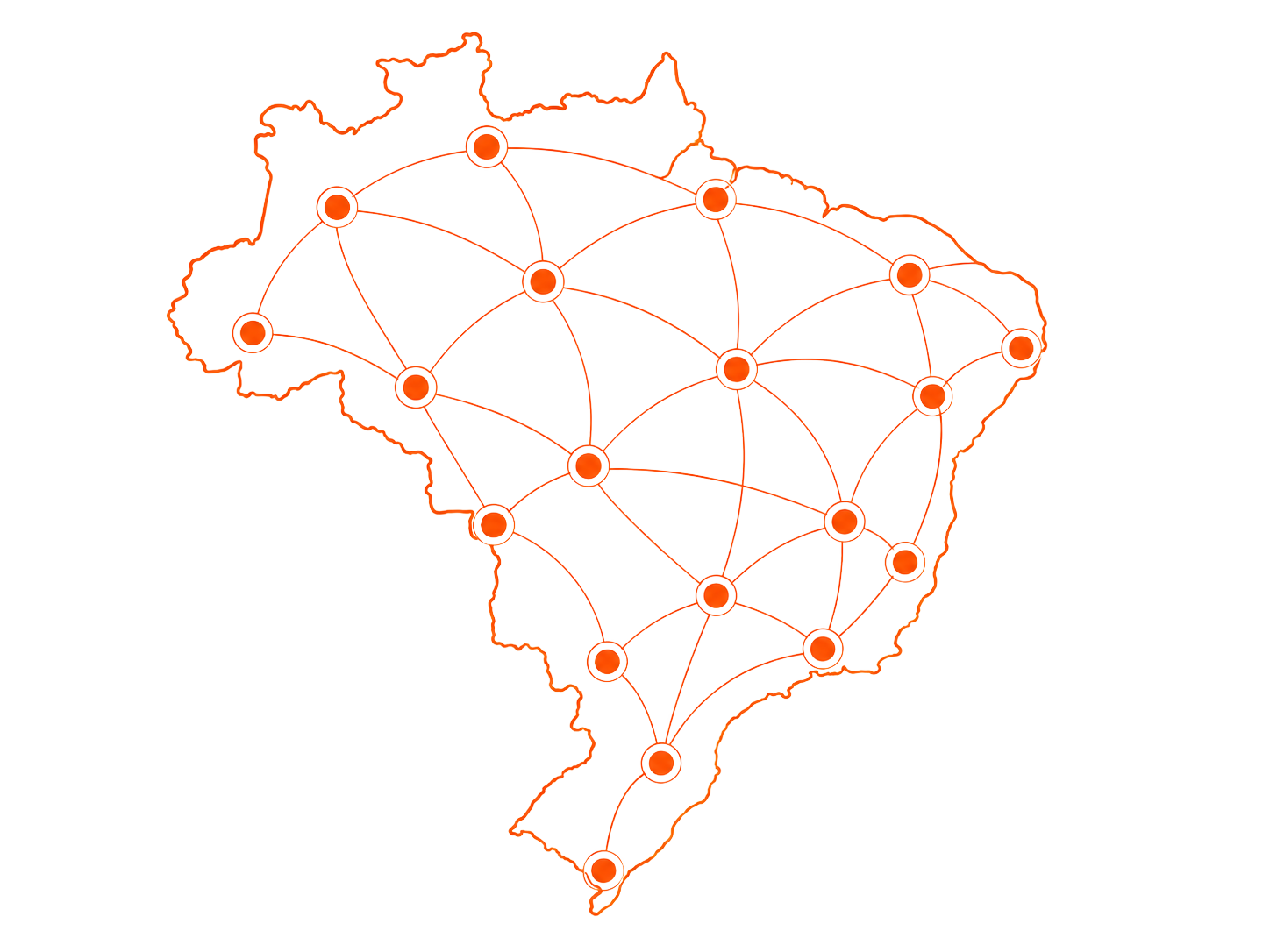 Mapa do Brasil com rede de revendedores Goone